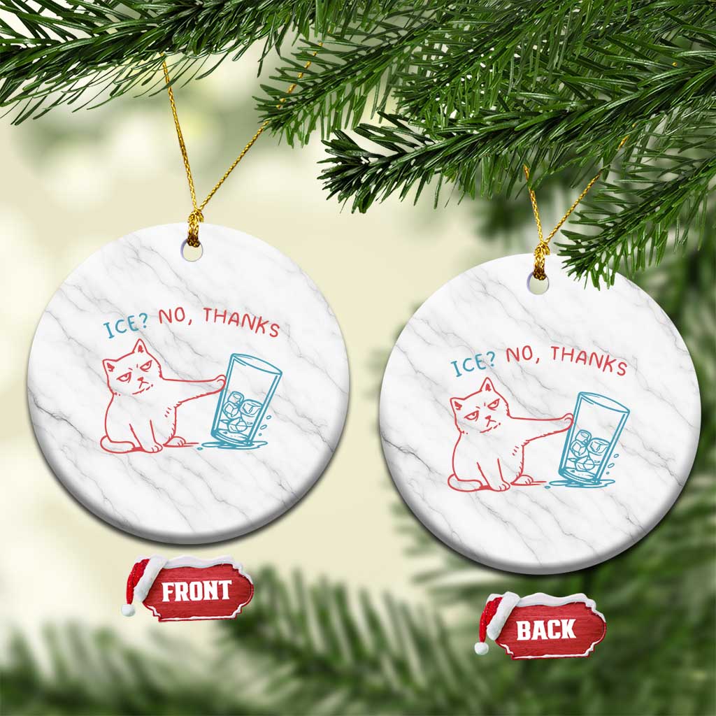 Funny Cat Anti ICE Political Protest Ceramic Ornament Ice? No Thanks