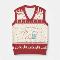 Funny Cat Anti ICE Political Protest V-Neck Knit Sweater Vest Ice? No Thanks