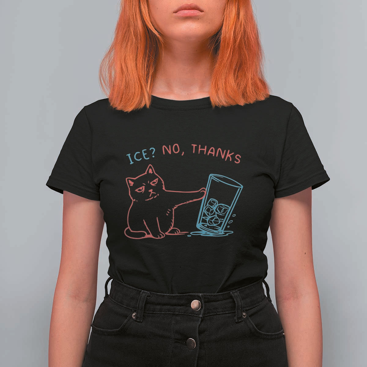 Funny Cat Anti ICE Political Protest T Shirt For Women Ice? No Thanks