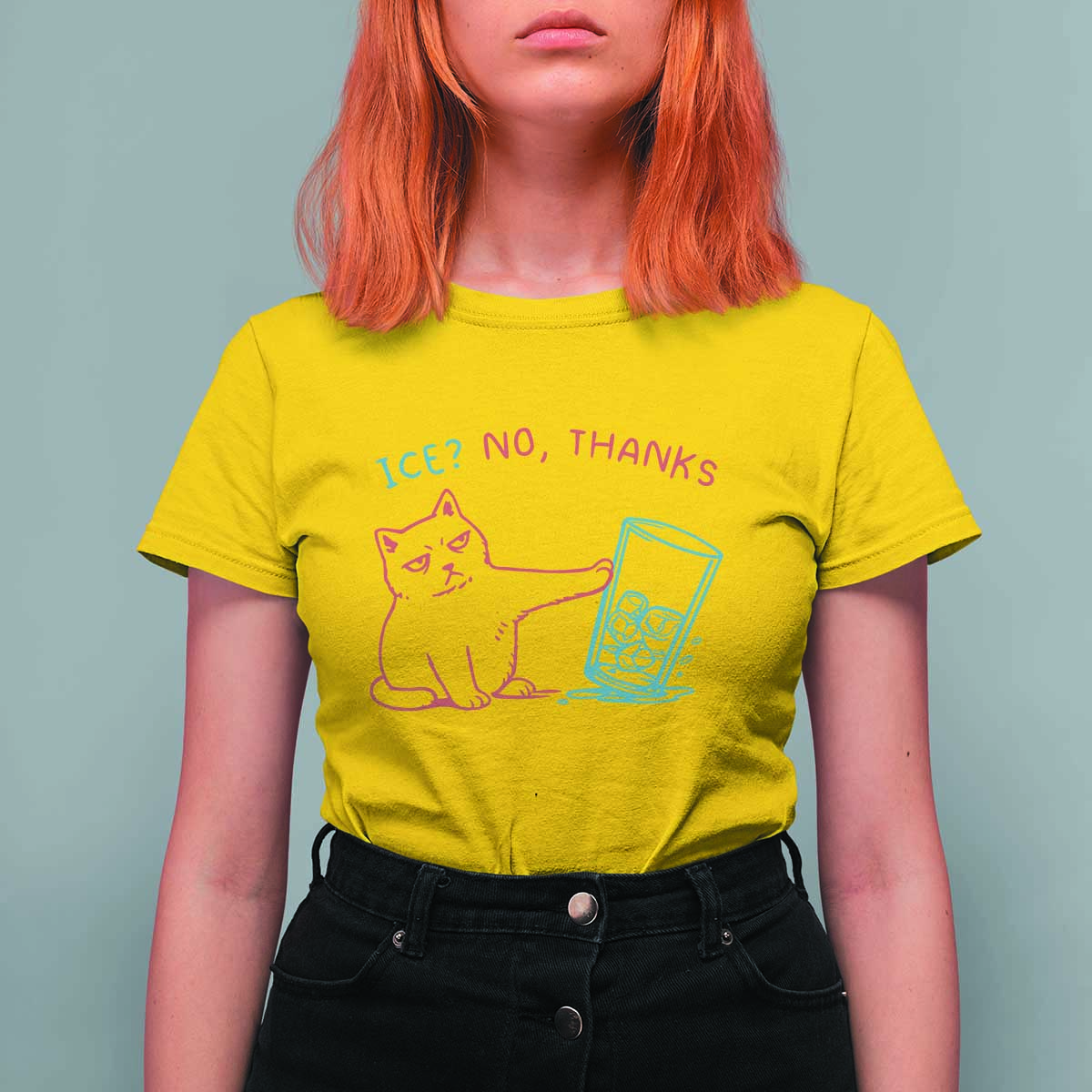 Funny Cat Anti ICE Political Protest T Shirt For Women Ice? No Thanks