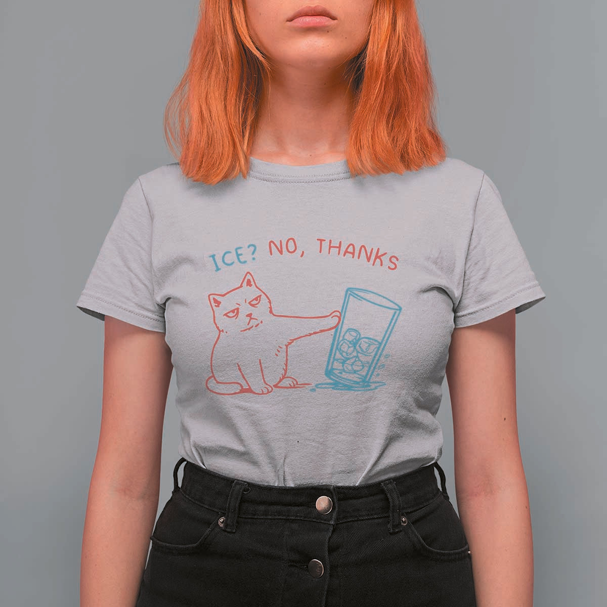 Funny Cat Anti ICE Political Protest T Shirt For Women Ice? No Thanks