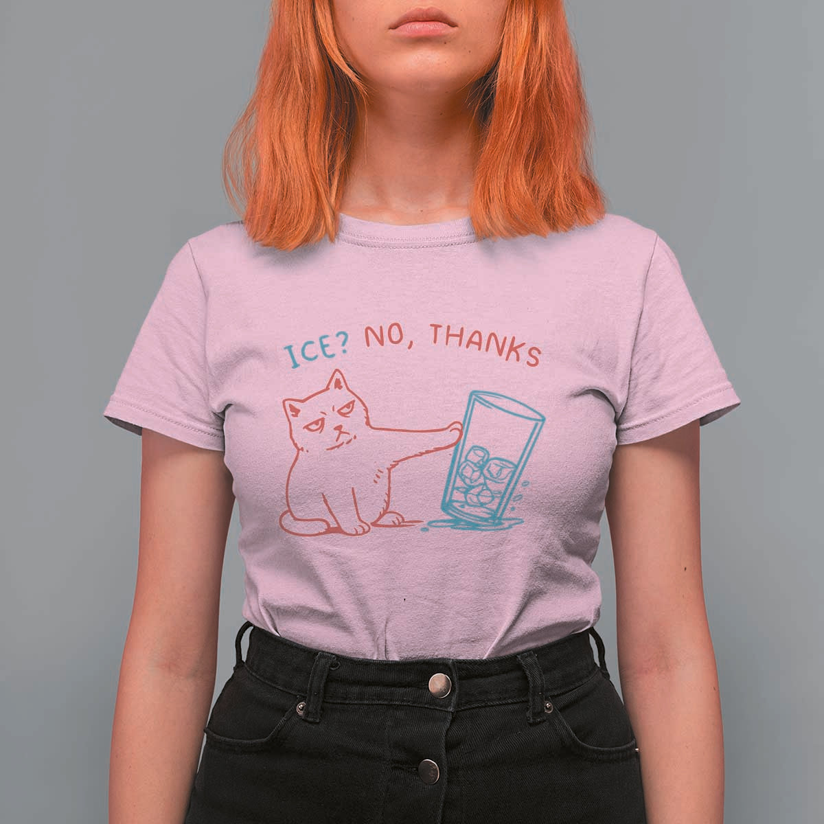 Funny Cat Anti ICE Political Protest T Shirt For Women Ice? No Thanks