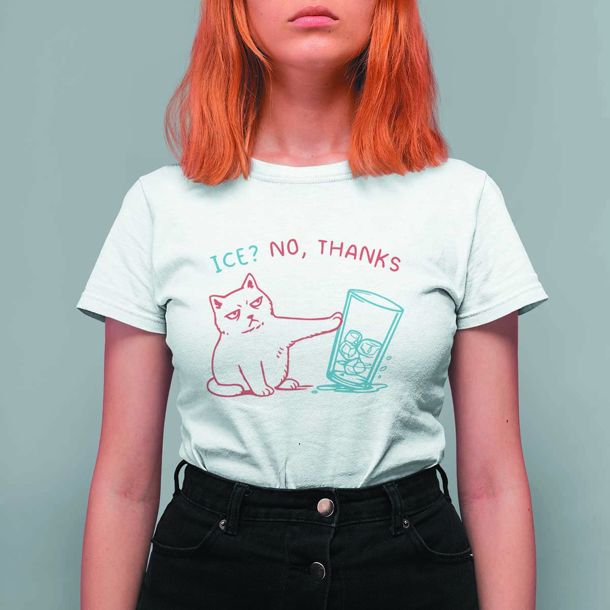 Funny Cat Anti ICE Political Protest T Shirt For Women Ice? No Thanks