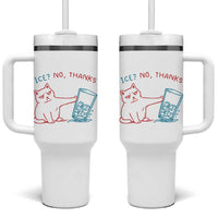 Funny Cat Anti ICE Political Protest Tumbler With Handle Ice? No Thanks