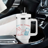 Funny Cat Anti ICE Political Protest Tumbler With Handle Ice? No Thanks