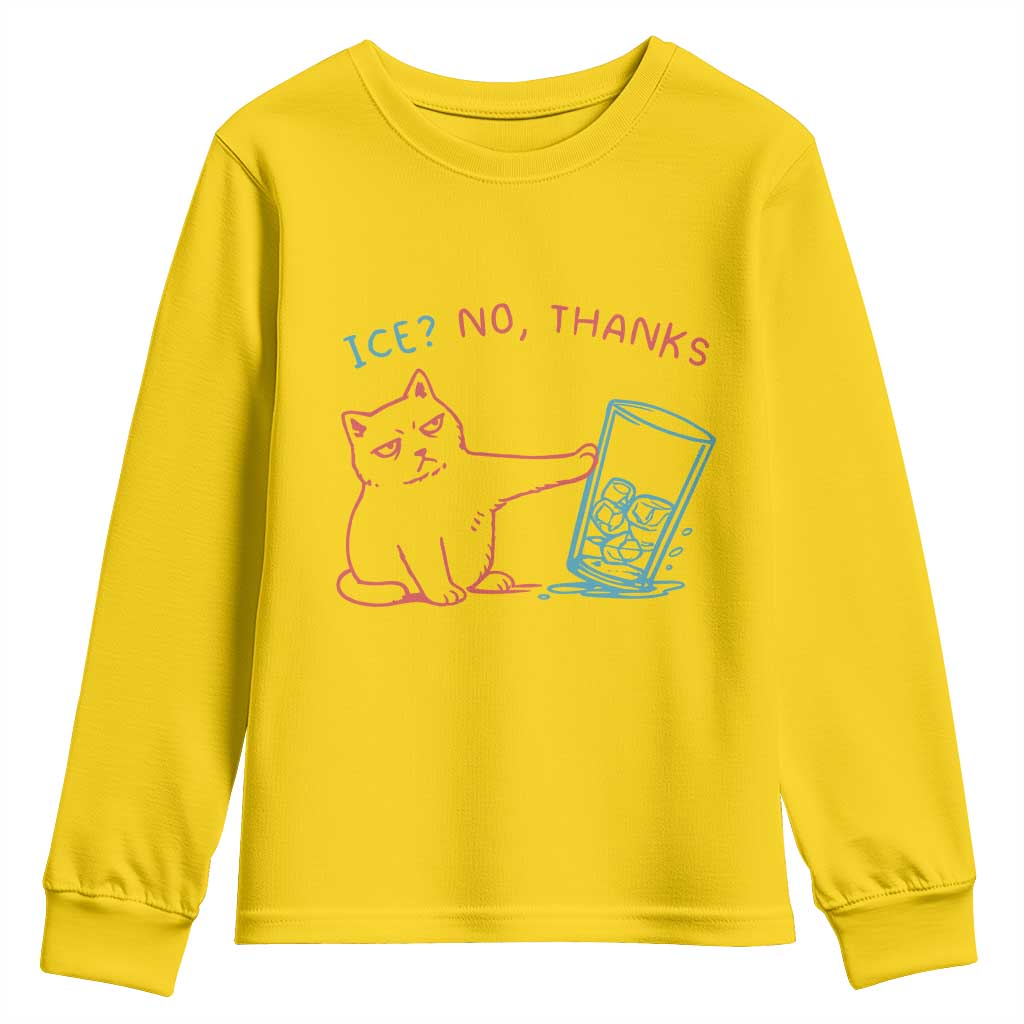 Funny Cat Anti ICE Political Protest Youth Sweatshirt Ice? No Thanks