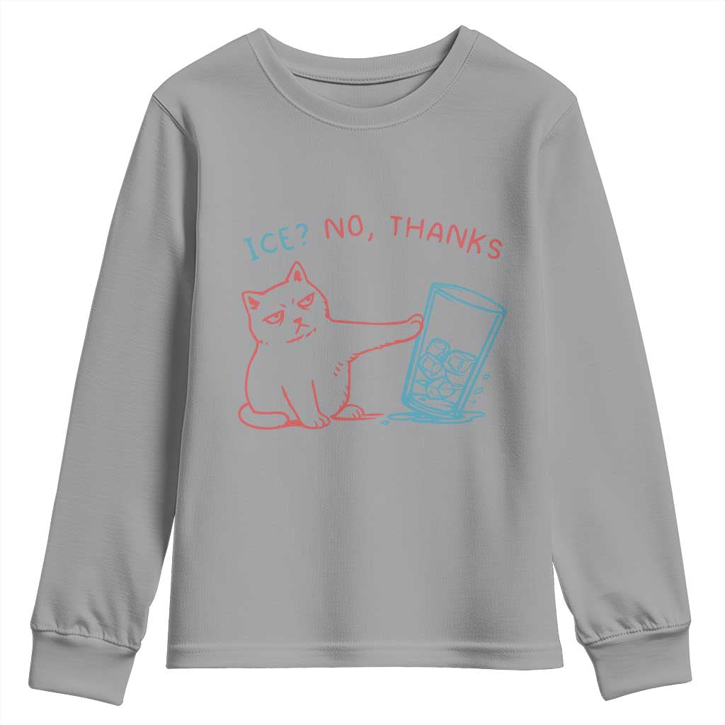 Funny Cat Anti ICE Political Protest Youth Sweatshirt Ice? No Thanks