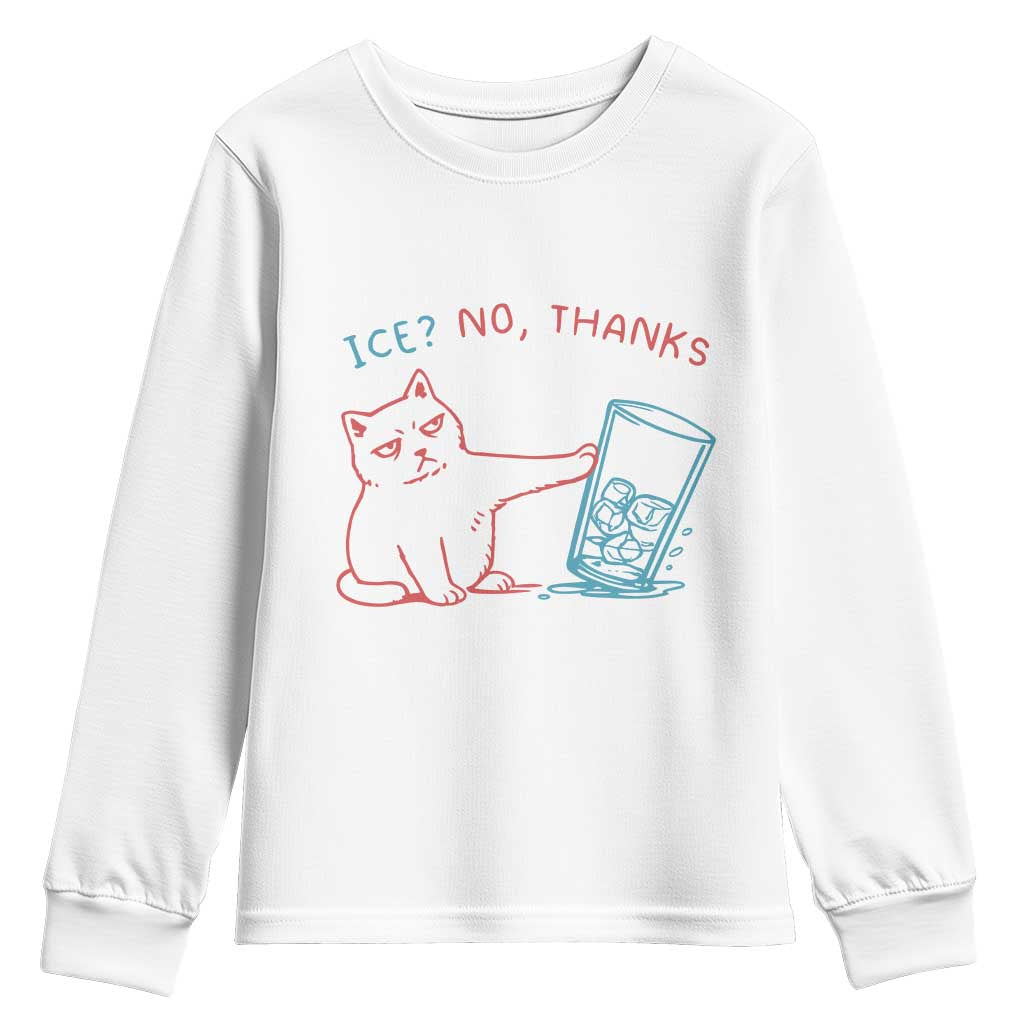 Funny Cat Anti ICE Political Protest Youth Sweatshirt Ice? No Thanks