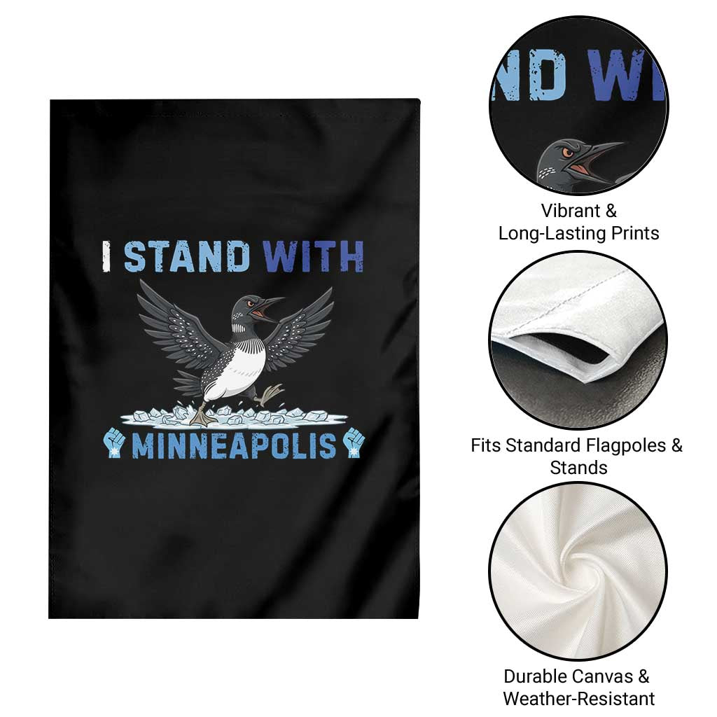 I Stand With Minneapolis Garden Flag Loon Minnesota Resist Anti ICE Immigration Protest