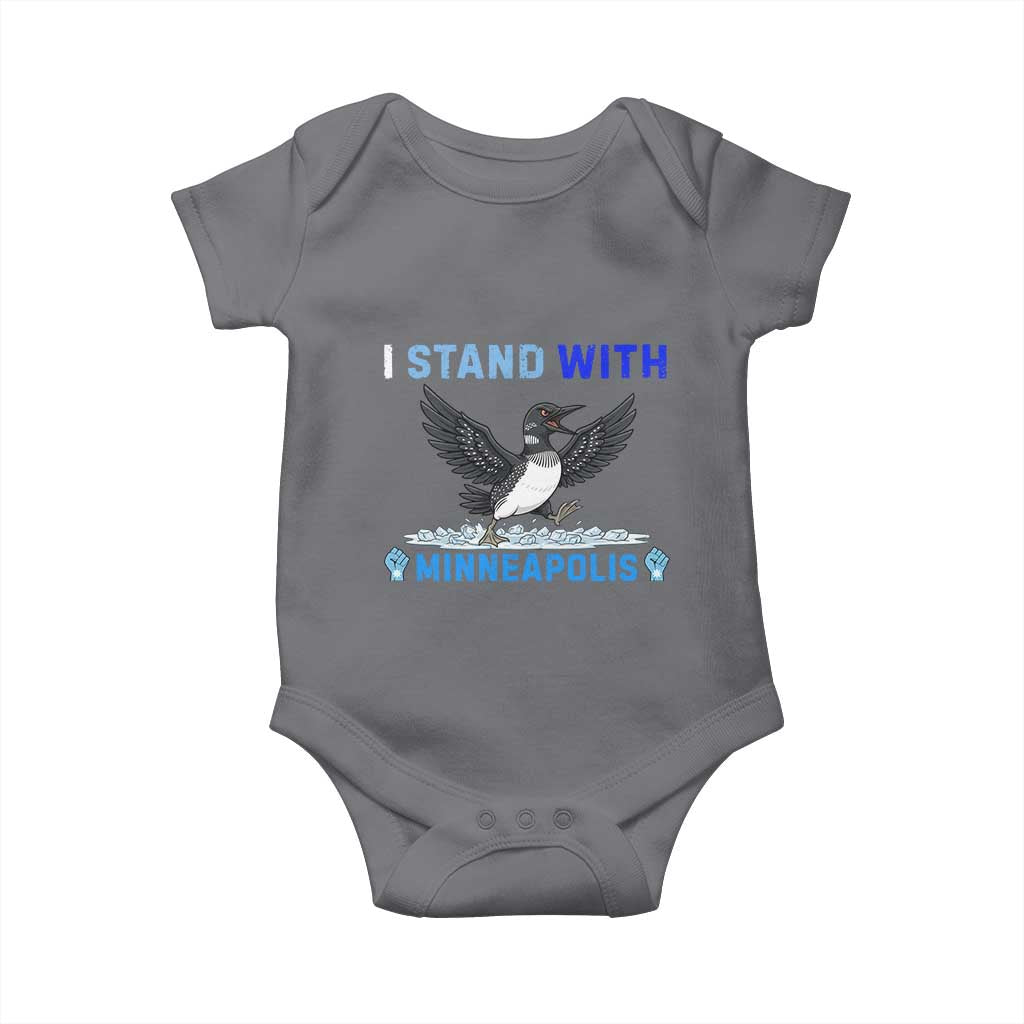 I Stand With Minneapolis Baby Onesie Loon Minnesota Resist Anti ICE Immigration Protest