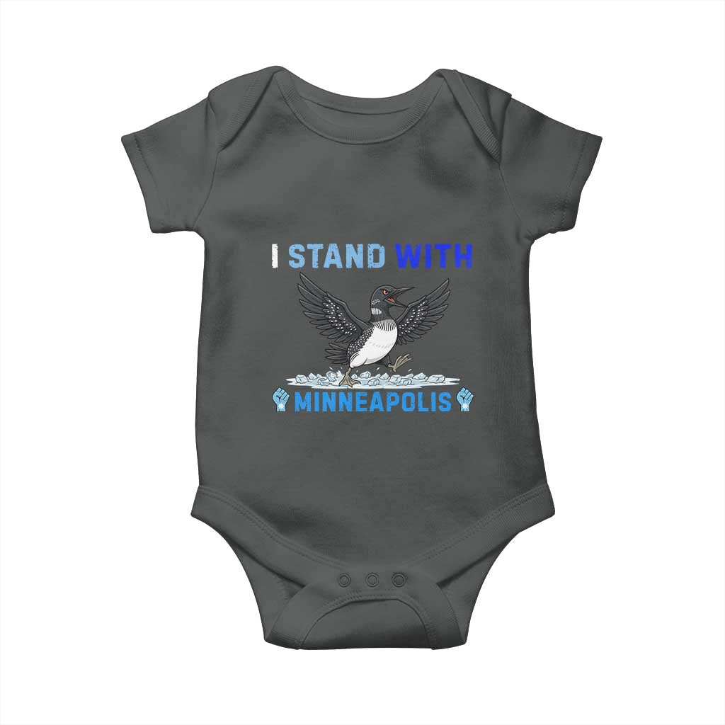 I Stand With Minneapolis Baby Onesie Loon Minnesota Resist Anti ICE Immigration Protest