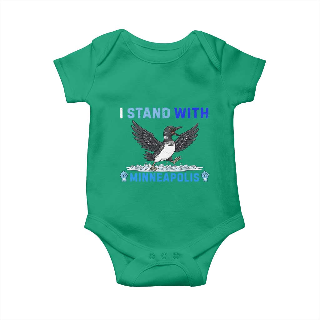 I Stand With Minneapolis Baby Onesie Loon Minnesota Resist Anti ICE Immigration Protest