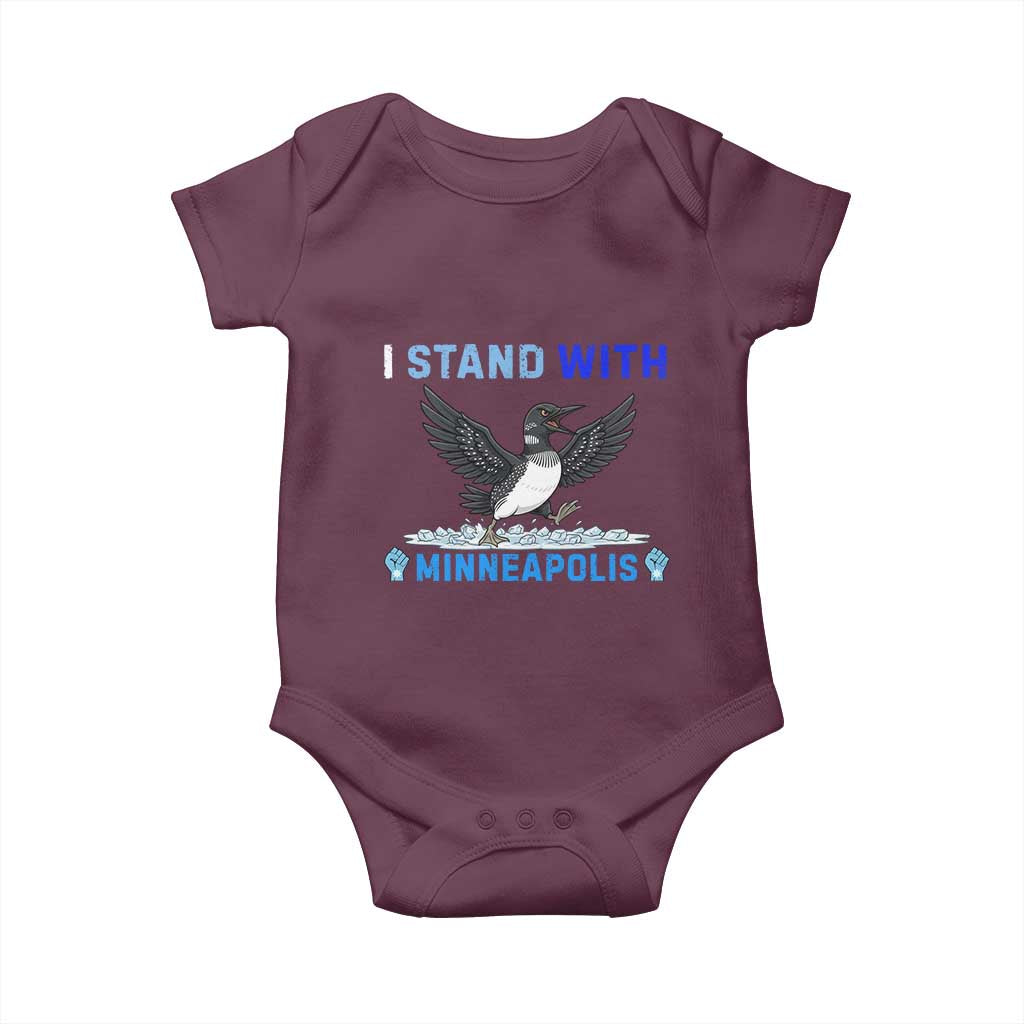 I Stand With Minneapolis Baby Onesie Loon Minnesota Resist Anti ICE Immigration Protest