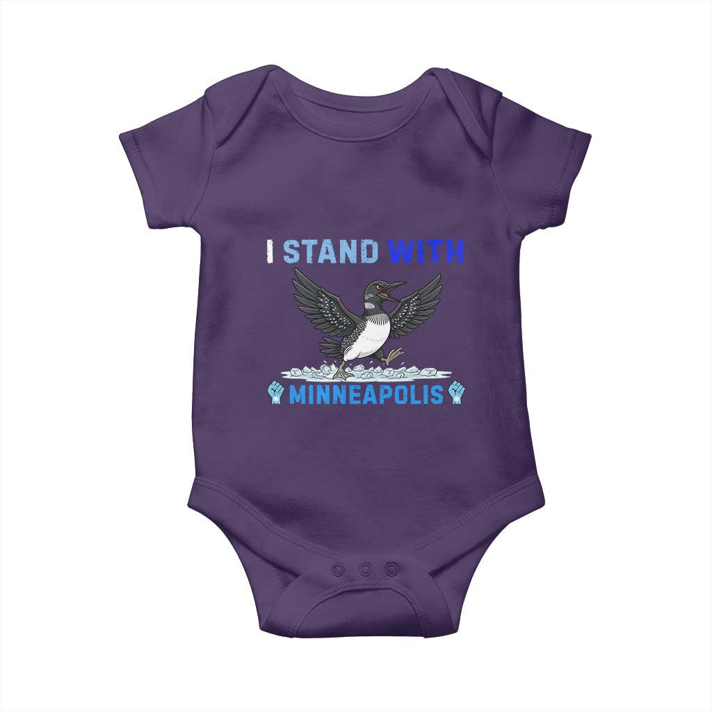 I Stand With Minneapolis Baby Onesie Loon Minnesota Resist Anti ICE Immigration Protest
