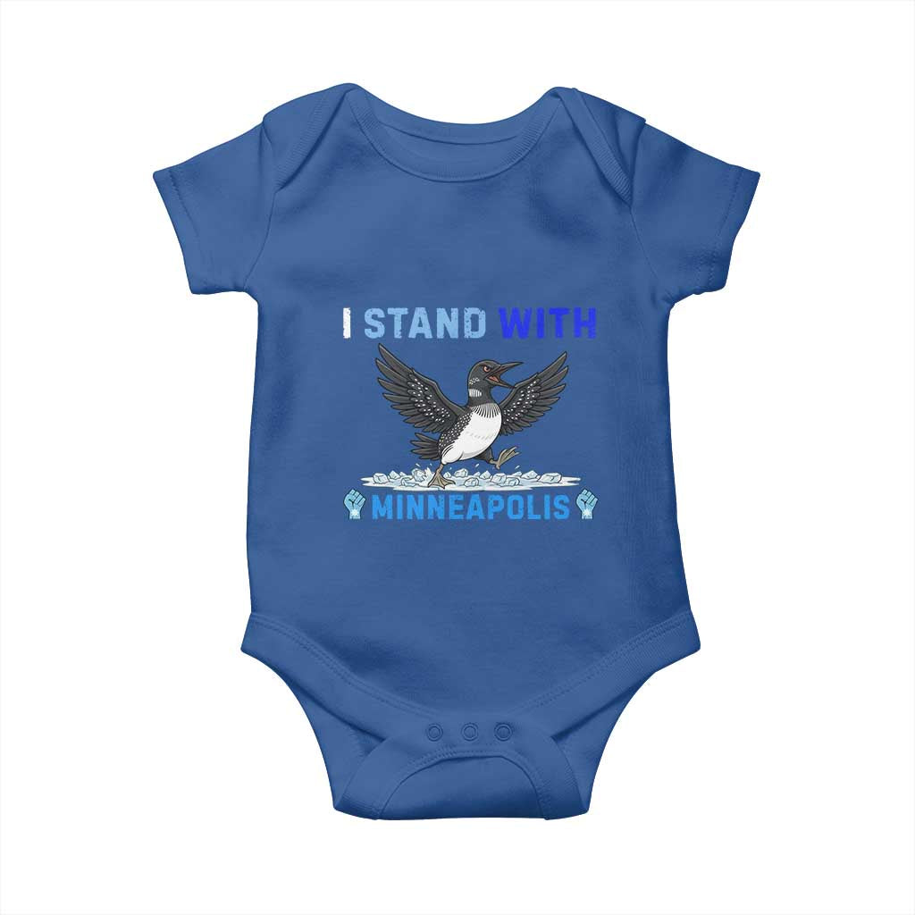 I Stand With Minneapolis Baby Onesie Loon Minnesota Resist Anti ICE Immigration Protest