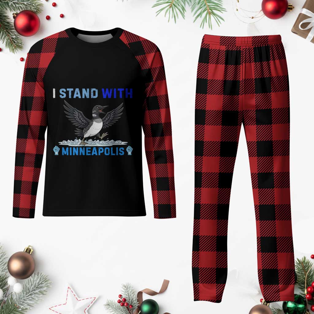 I Stand With Minneapolis Plaid Pajama Set Loon Minnesota Resist Anti ICE Immigration Protest