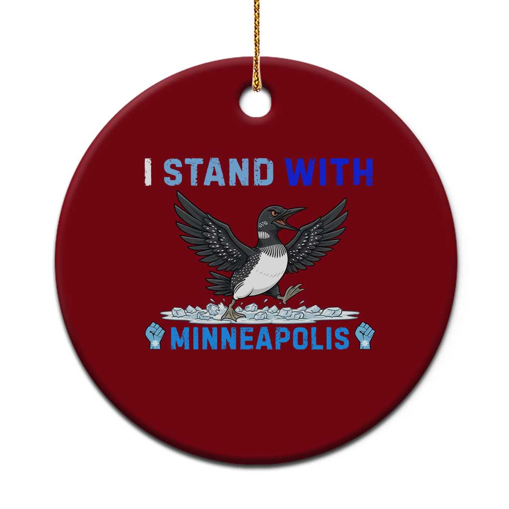 I Stand With Minneapolis Ceramic Ornament Loon Minnesota Resist Anti ICE Immigration Protest