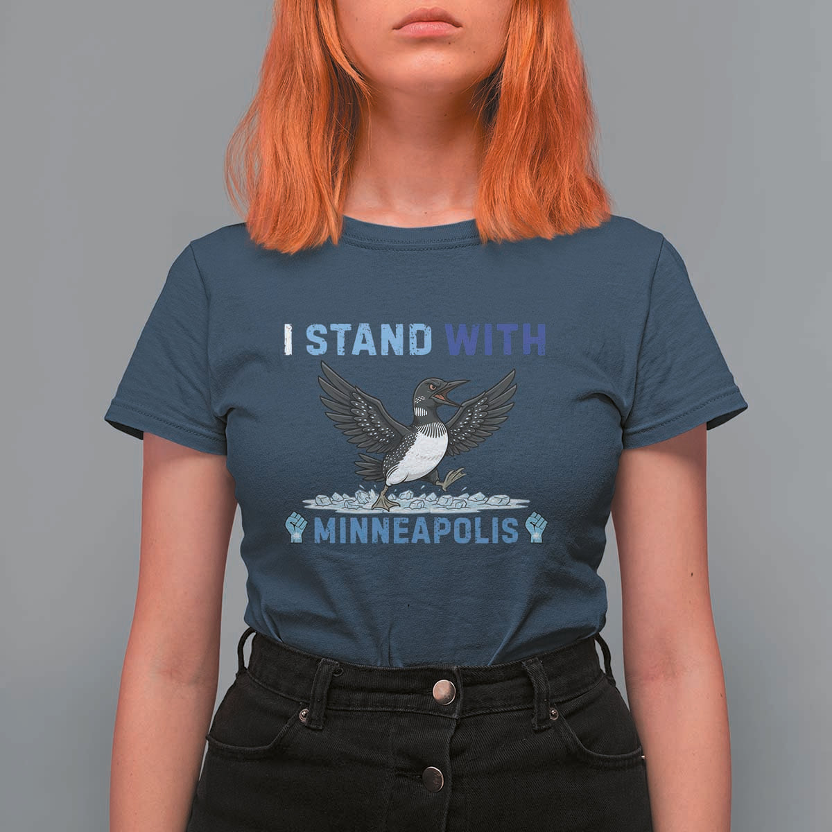 I Stand With Minneapolis T Shirt For Women Loon Minnesota Resist Anti ICE Immigration Protest