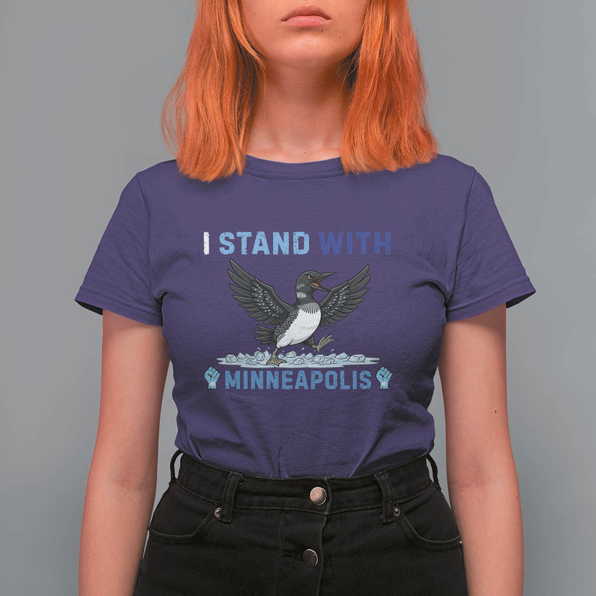 I Stand With Minneapolis T Shirt For Women Loon Minnesota Resist Anti ICE Immigration Protest