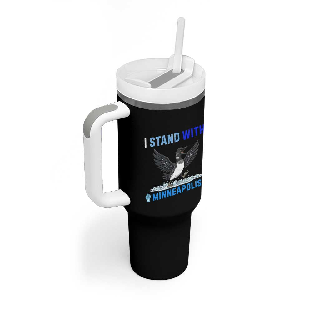 I Stand With Minneapolis Tumbler With Handle Loon Minnesota Resist Anti ICE Immigration Protest