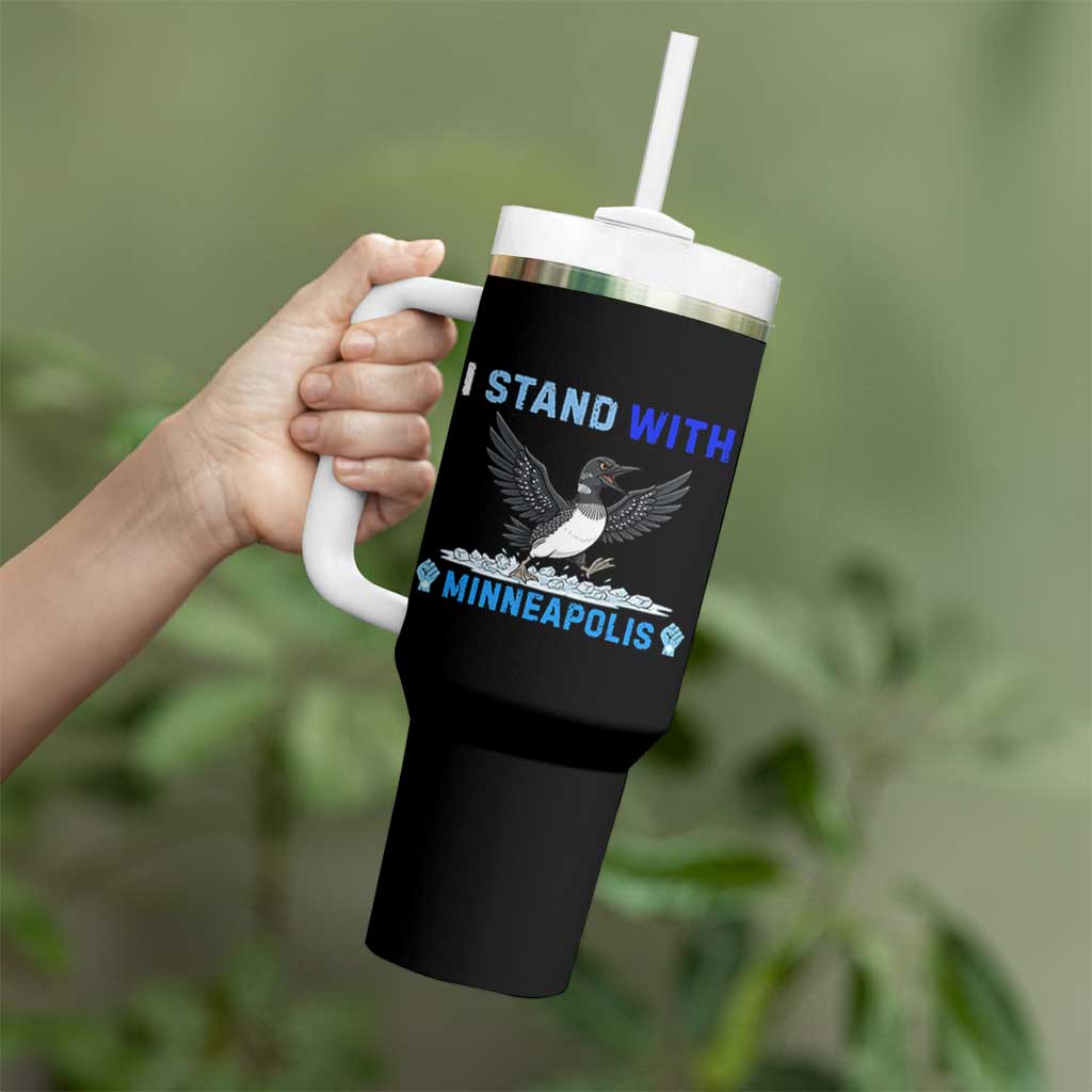 I Stand With Minneapolis Tumbler With Handle Loon Minnesota Resist Anti ICE Immigration Protest