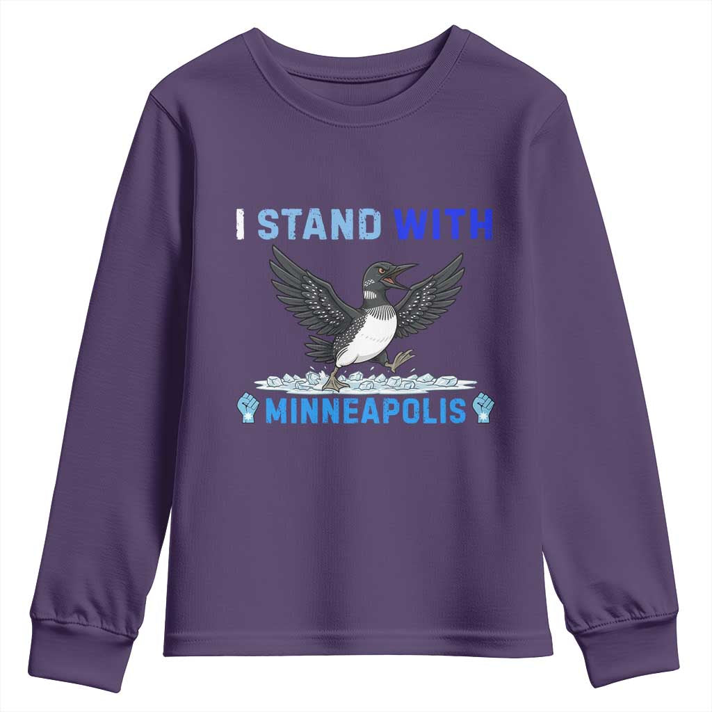 I Stand With Minneapolis Youth Sweatshirt Loon Minnesota Resist Anti ICE Immigration Protest