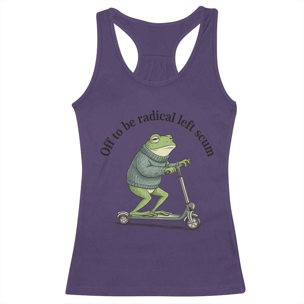 Funny Frog Anti ICE Political Protest Racerback Tank Top Off To Be Radical Left Scum