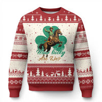 How Lucky Are We Ugly Christmas Sweater Cowboy Western Irish St Patrick's Day