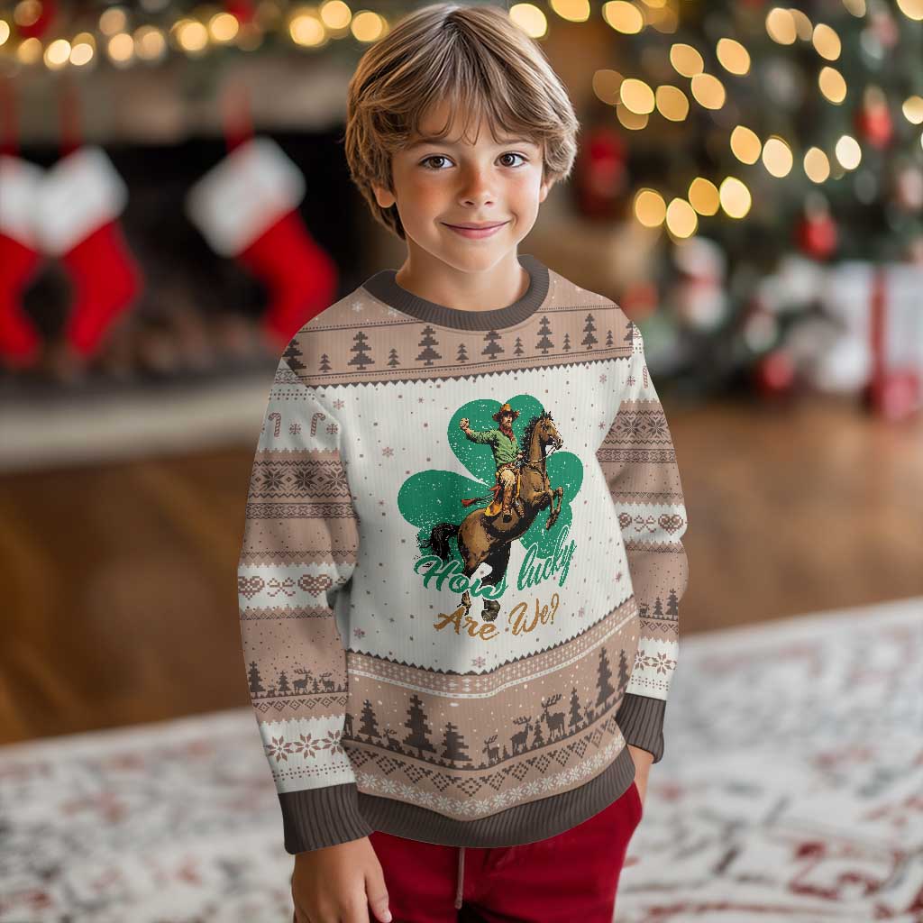 How Lucky Are We Ugly Christmas Sweater Cowboy Western Irish St Patrick's Day