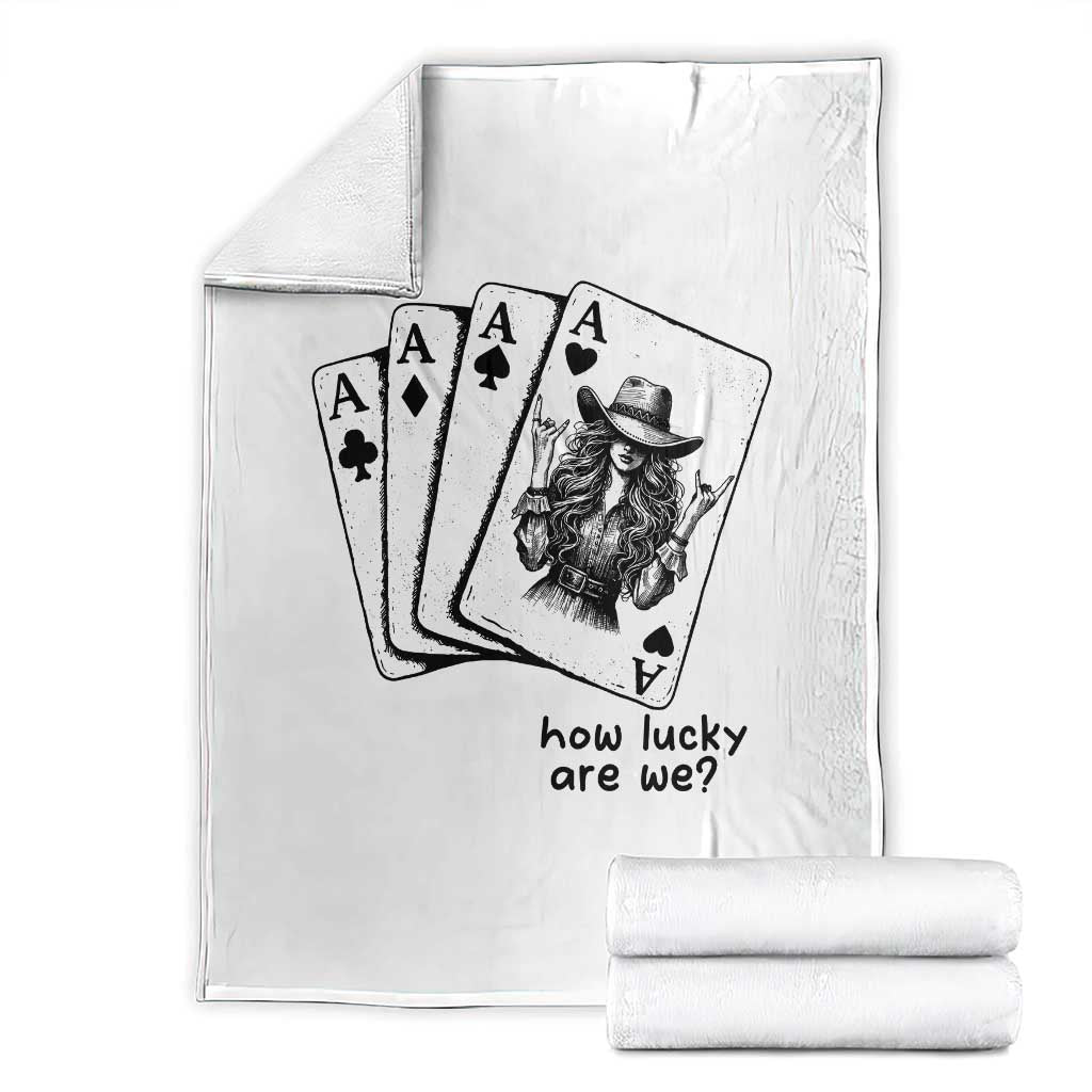 How Lucky Are We Throw Blanket Funny Western Cowgirl Rodeo Playing Card