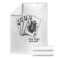 How Lucky Are We Throw Blanket Funny Western Cowgirl Rodeo Playing Card