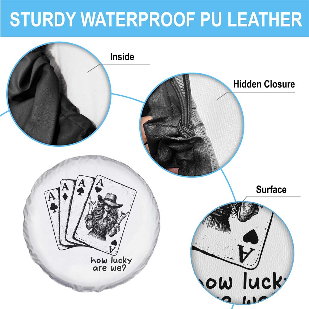 How Lucky Are We Spare Tire Cover Funny Western Cowgirl Rodeo Playing Card