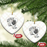 How Lucky Are We Ceramic Ornament Funny Western Cowgirl Rodeo Playing Card