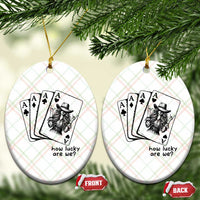 How Lucky Are We Ceramic Ornament Funny Western Cowgirl Rodeo Playing Card