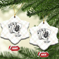 How Lucky Are We Ceramic Ornament Funny Western Cowgirl Rodeo Playing Card
