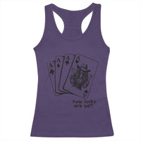 How Lucky Are We Racerback Tank Top Funny Western Cowgirl Rodeo Playing Card