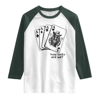 How Lucky Are We Raglan Shirt Funny Western Cowgirl Rodeo Playing Card