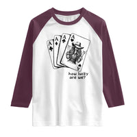 How Lucky Are We Raglan Shirt Funny Western Cowgirl Rodeo Playing Card