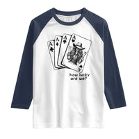 How Lucky Are We Raglan Shirt Funny Western Cowgirl Rodeo Playing Card
