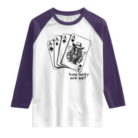 How Lucky Are We Raglan Shirt Funny Western Cowgirl Rodeo Playing Card