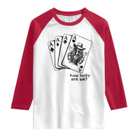 How Lucky Are We Raglan Shirt Funny Western Cowgirl Rodeo Playing Card