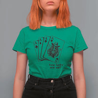How Lucky Are We T Shirt For Women Funny Western Cowgirl Rodeo Playing Card