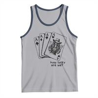 How Lucky Are We Tank Top Funny Western Cowgirl Rodeo Playing Card
