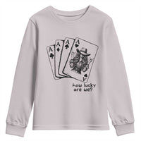 How Lucky Are We Youth Sweatshirt Funny Western Cowgirl Rodeo Playing Card