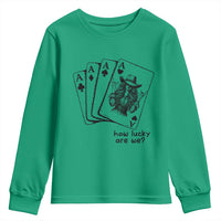 How Lucky Are We Youth Sweatshirt Funny Western Cowgirl Rodeo Playing Card