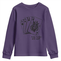 How Lucky Are We Youth Sweatshirt Funny Western Cowgirl Rodeo Playing Card