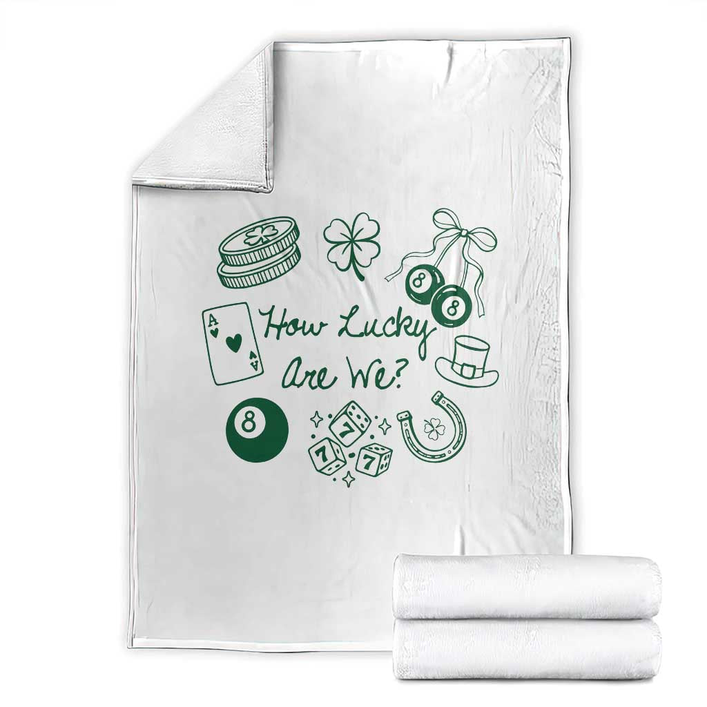 How Lucky Are We Throw Blanket Irish Shamrock Horseshoe St Patricks Day