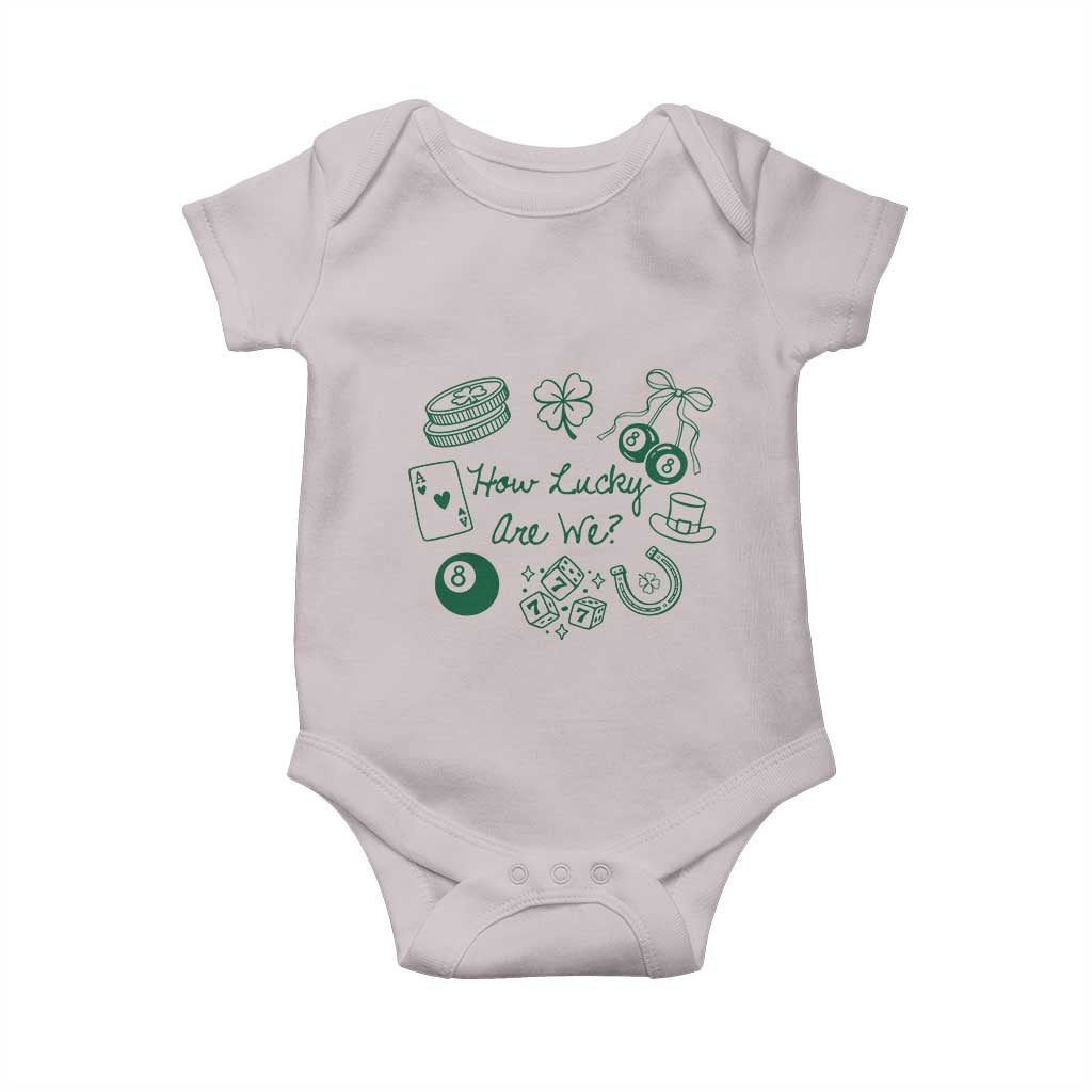How Lucky Are We Baby Onesie Irish Shamrock Horseshoe St Patricks Day