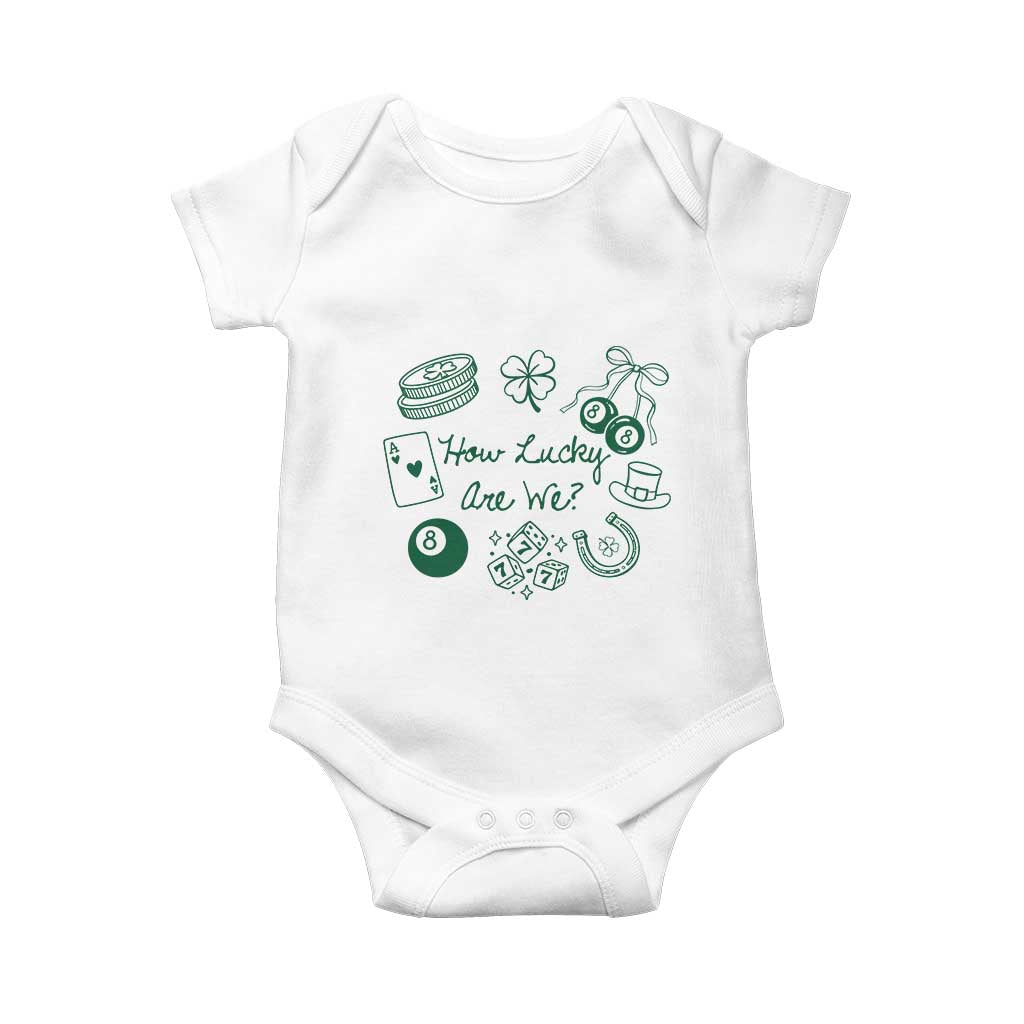 How Lucky Are We Baby Onesie Irish Shamrock Horseshoe St Patricks Day