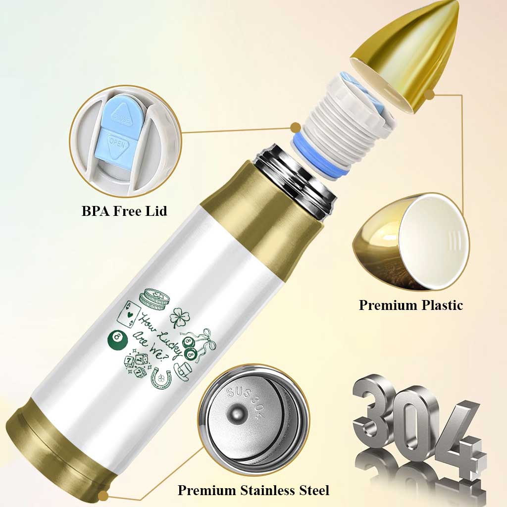 How Lucky Are We Bullet Tumbler Irish Shamrock Horseshoe St Patricks Day